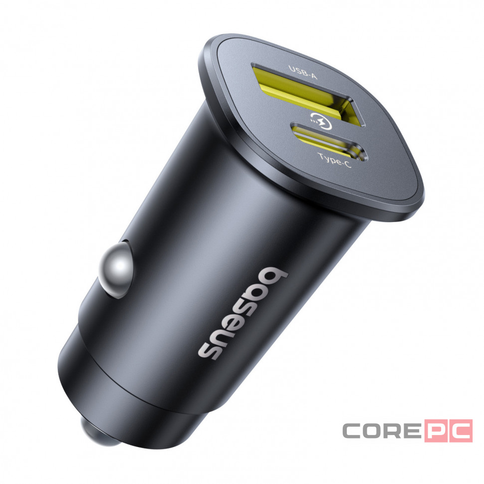 Автомобильное заряд. устр. Baseus GoTrip 1USB/1C 30W (C00072300123-00) черное