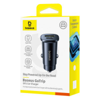 Автомобильное заряд. устр. Baseus GoTrip 1USB/1C 30W (C00072300123-00) черное