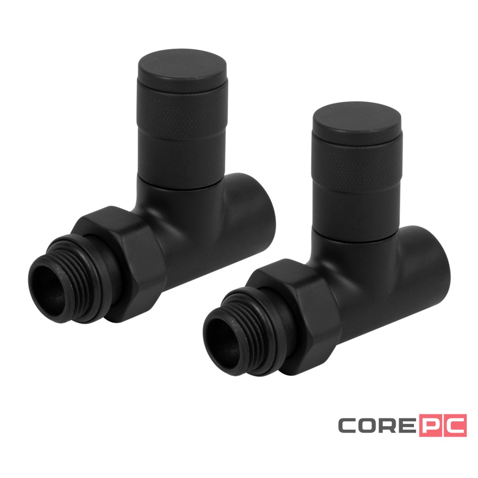 Набор дизайн-вентилей Royal Thermo PIANO, прямой (черный) 1/2quot;