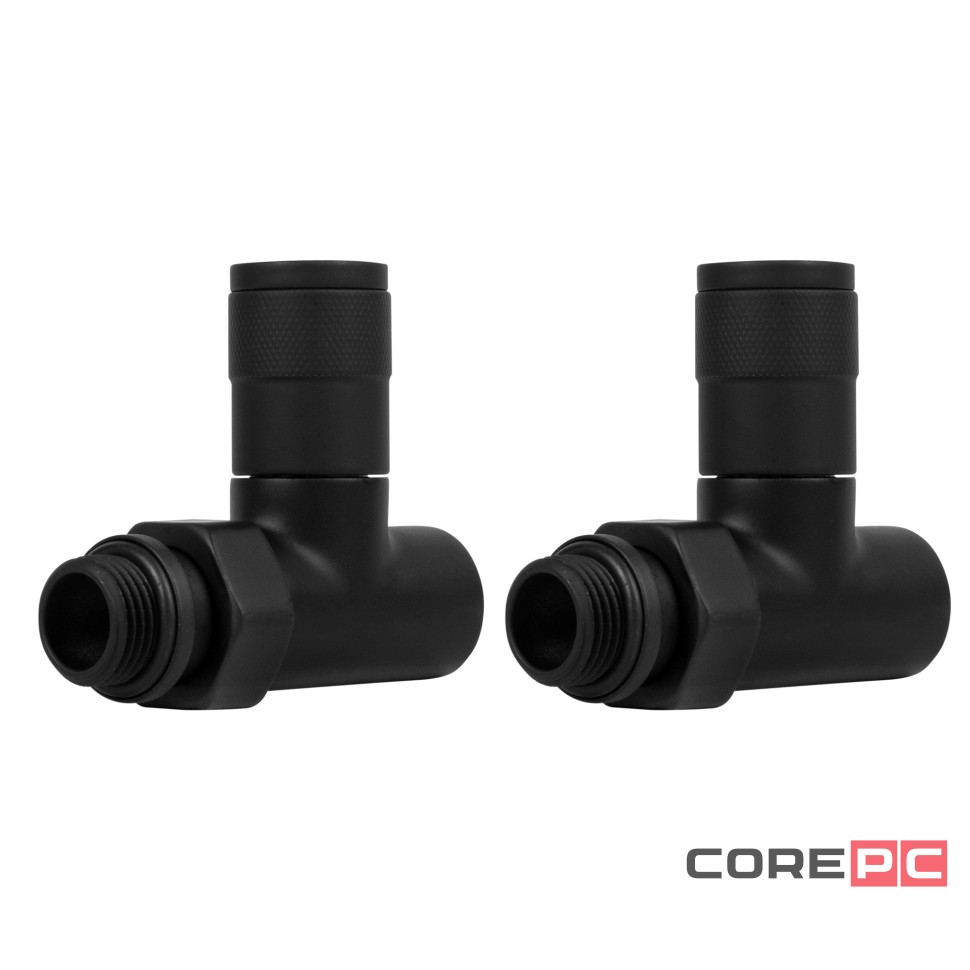 Набор дизайн-вентилей Royal Thermo PIANO, прямой (черный) 1/2quot;