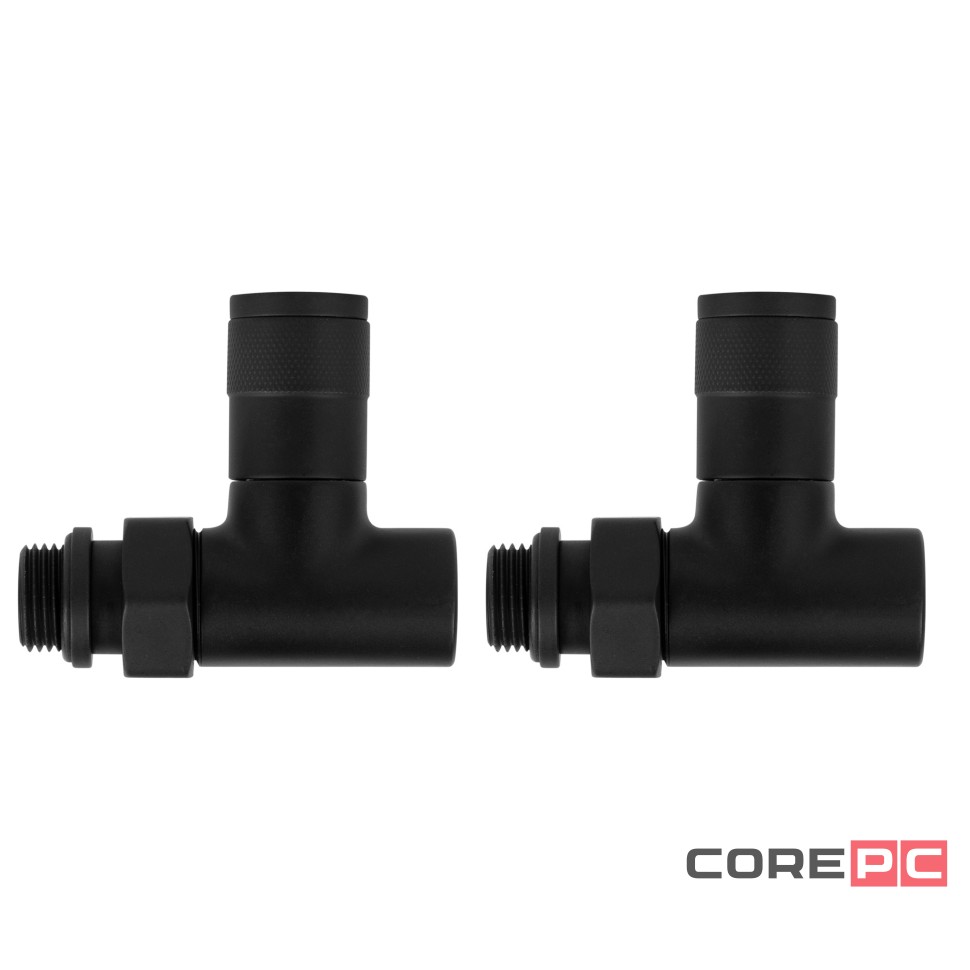 Набор дизайн-вентилей Royal Thermo PIANO, прямой (черный) 1/2quot;