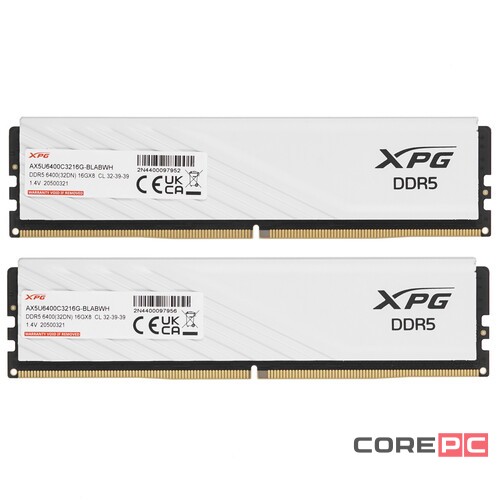 Оперативная память 32 Gb 6400 MHz ADATA XPG LANCER Blade White (AX5U6400C3216G-DTLABWH)