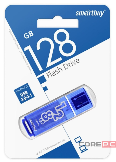 3.0 USB флеш накопитель Smartbuy 128GB Glossy Dark Blue (SB128GBGS-DB)