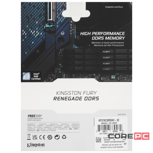 Оперативная память 32 Gb 7600 MHz Kingston FURY Renegade Silver/Black (KF576C38RSK2-32)