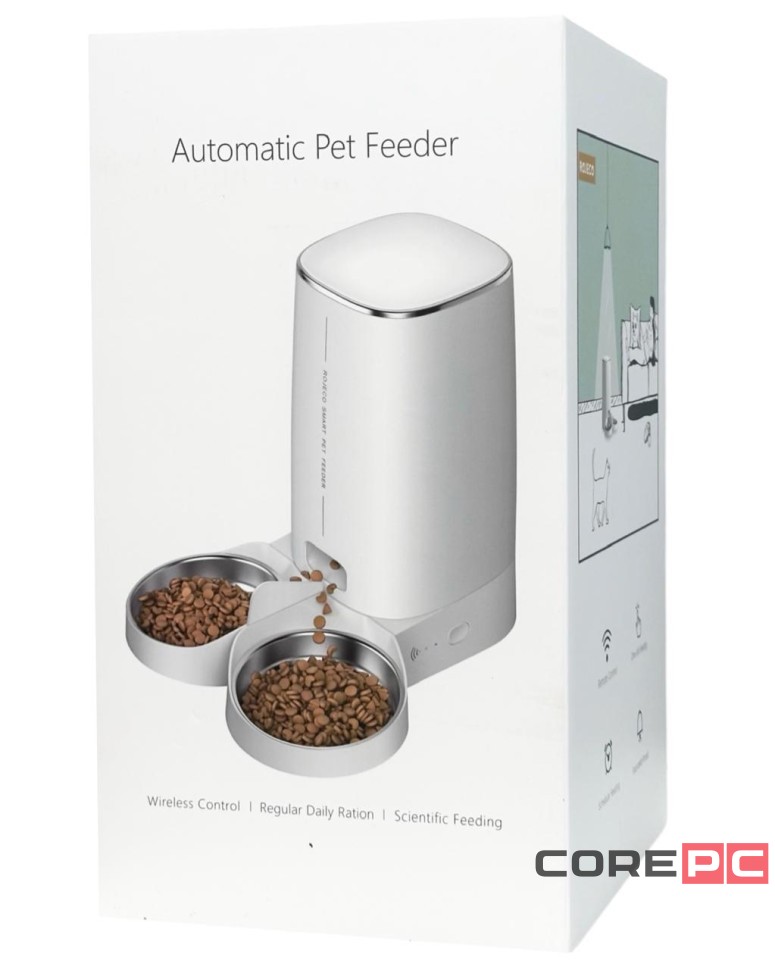 Умная кормушка для животных Xiaomi Rojeco 4L Automatic Pet Feeder WIFI Version Double Bowl (белая)