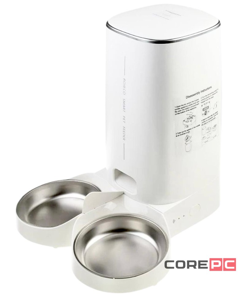 Умная кормушка для животных Xiaomi Rojeco 4L Automatic Pet Feeder WIFI Version Double Bowl (белая)