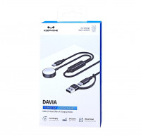 Беспроводное заряд. устр. Keephone 2в1 DAVIA Apple Watch/Lightning PD 20W 1.2м черное