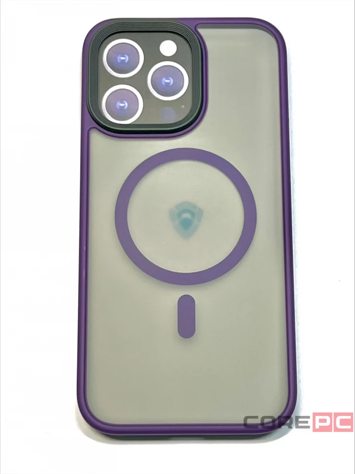 Чехол-накладка Dfansdesign Magsafe Case для Apple iPhone 14 Pro Max пластиковый прозрачно-черный (фиолетовая рамка)