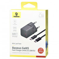 Сетевое зар. устр. Baseus GaN5 Mini 1C кабель Type-C на Type-C 25W P10110909113-01 черное