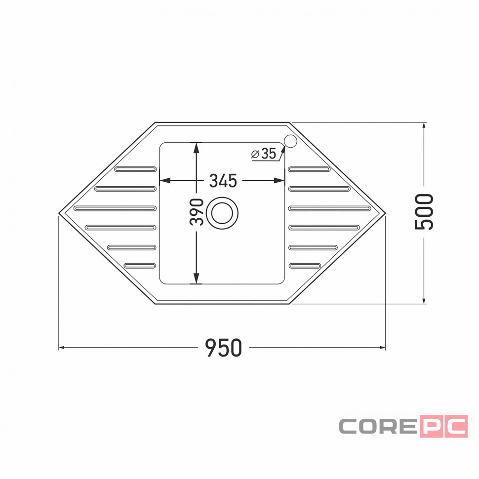 Кухонная мойка MIXLINE 532313, Врезная, цвет хром
