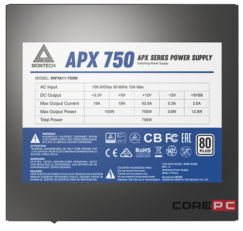 Блок питания Montech 750W APX Black (XWYA11-750W)