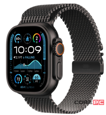 Apple Watch Ultra 2 (2024) 49mm Black Titanium Case with Black Titanium Milanese Loop (M)