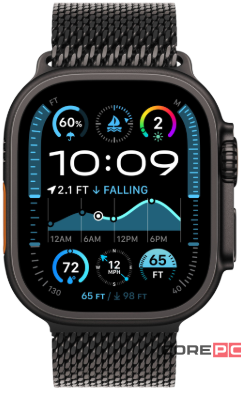 Apple Watch Ultra 2 (2024) 49mm Black Titanium Case with Black Titanium Milanese Loop (M)