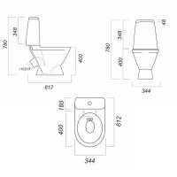 Унитаз компакт Sanita WC.CC/Lada/1-P/WHT.G/S1 с сиденьем, цвет белый