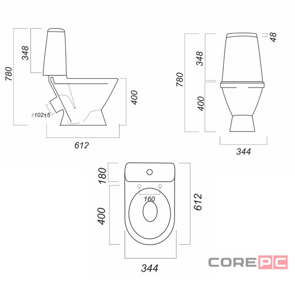 Унитаз компакт Sanita WC.CC/Lada/1-P/WHT.G/S1 с сиденьем, цвет белый