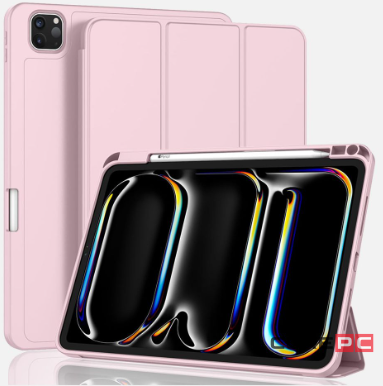 Чехол-книжка Mosbros для Apple iPad Pro 11 (2024) (полиуретан с подставкой/отсек для стилуса) (розовый)