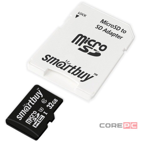 micro SDHC карта памяти Smartbuy 32GB Class 10 PRO U3 R/W:95/60 MB/s (с адаптером SD)