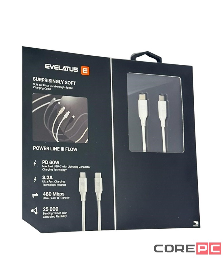 Usb Кабель-зарядка Type-C на Type-C Evelatus 60W 1.2м белый