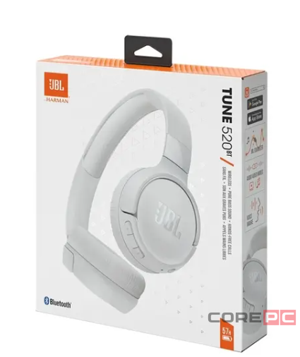 Стереонаушники Bluetooth Полноразмерные JBL T520BT BT5.3/450mAh/40ч белые