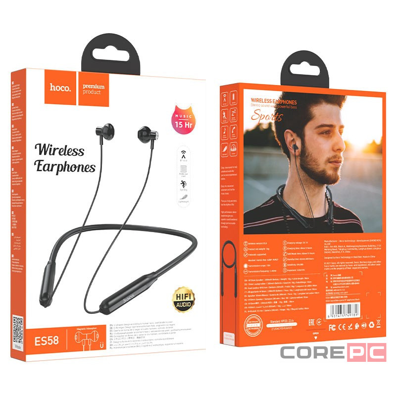 Беспроводные наушники для спорта Hoco ES58 BT5.0/200mAh/15ч черные