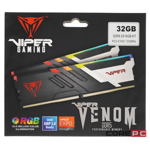Оперативная память 32 Gb 7200 MHz PATRIOT VENOM RGB (PVVR532G720C34K)