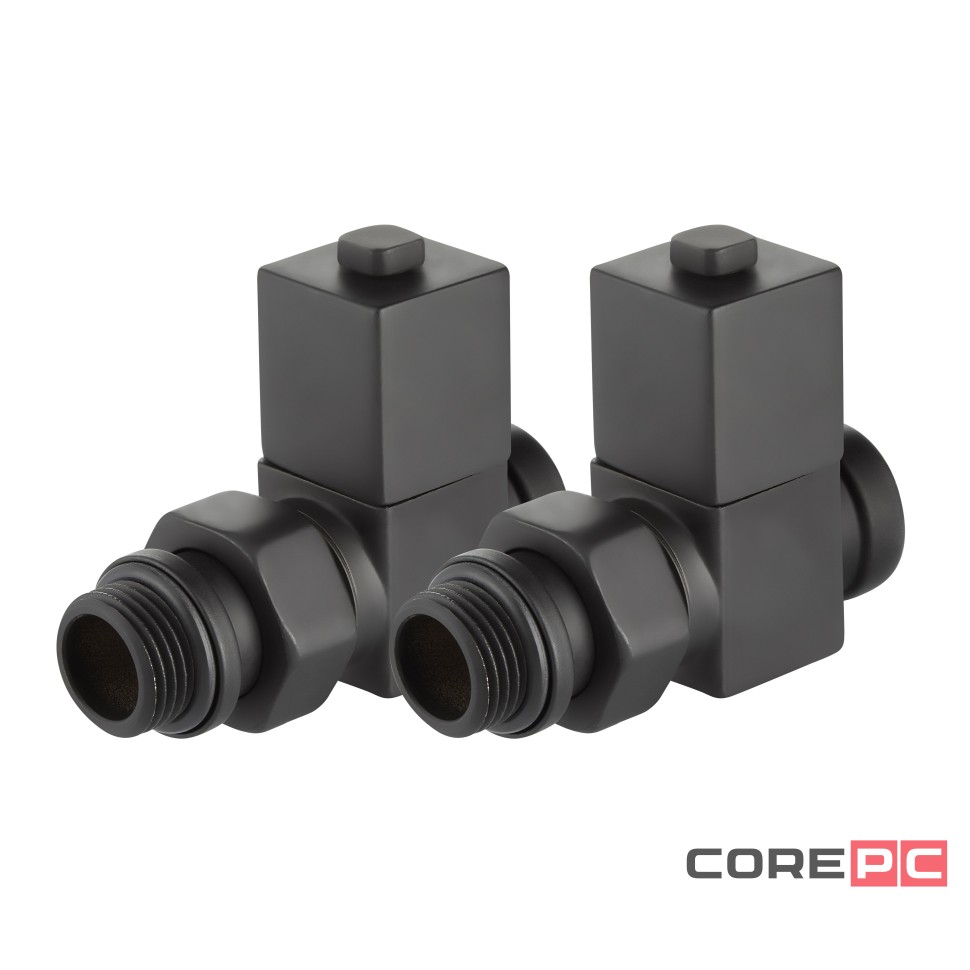 Набор дизайн-вентилей Royal Thermo CUBE, прямой (черный) 1/2quot;