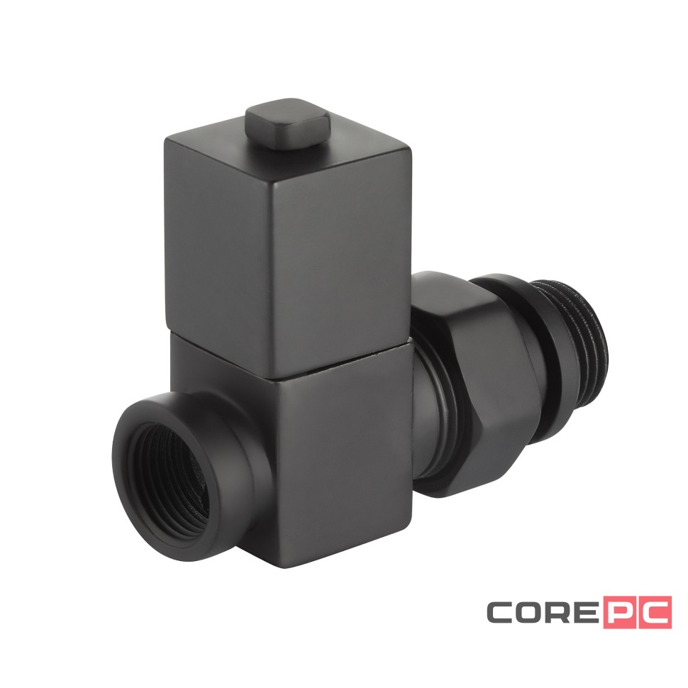 Набор дизайн-вентилей Royal Thermo CUBE, прямой (черный) 1/2quot;