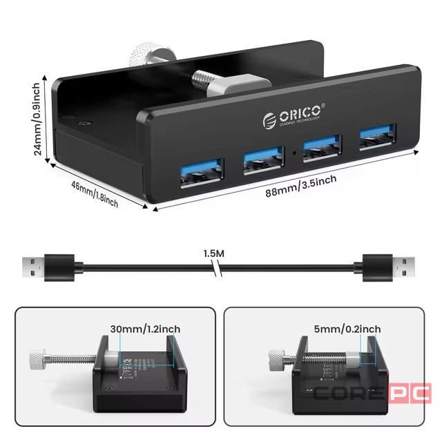 USB-хаб Orico MH4PU 4xUSB3.0 черный