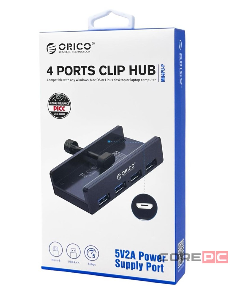 USB-хаб Orico MH4PU 4xUSB3.0 черный