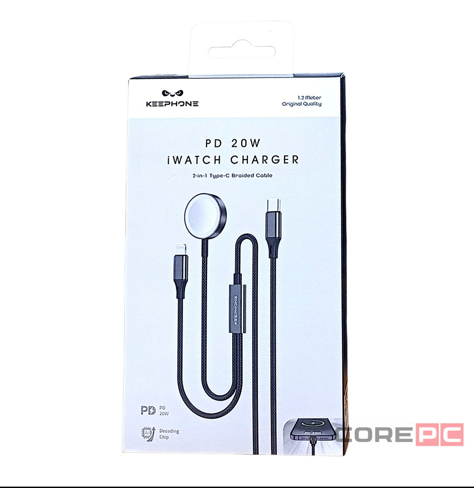 Беспроводное заряд. устр. Keephone 2в1 Apple Watch/Lightning PD 20W 1.2м черное