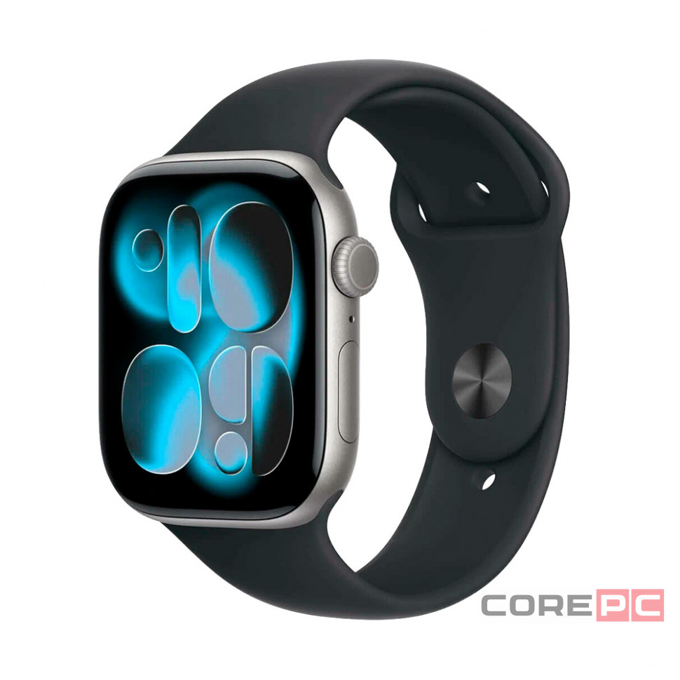 Apple Watch Series 11 42mm Space Grey Aluminium Case with Black Sport Band (S/M)