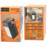 Powerbank Hoco DB49A 60000mAh 4USB/1C/Micro/Lightning с проводом Type-C/Lightning с фонариком черный