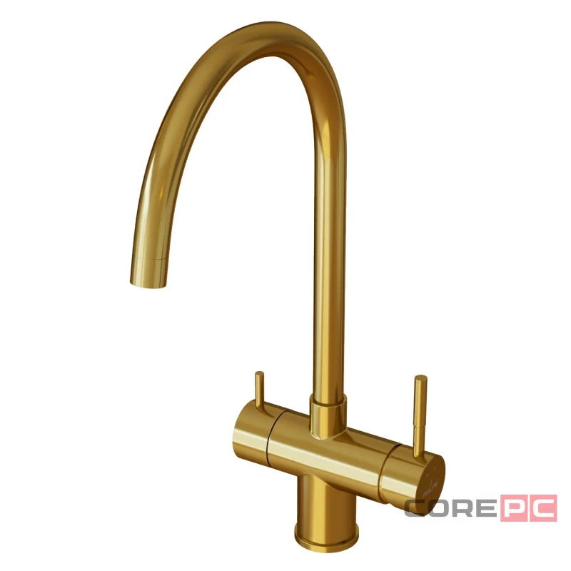 Смеситель для кухни MIXLINE МЛНС-0326З/MLSS-0326G, рычажное управление, цвет золото
