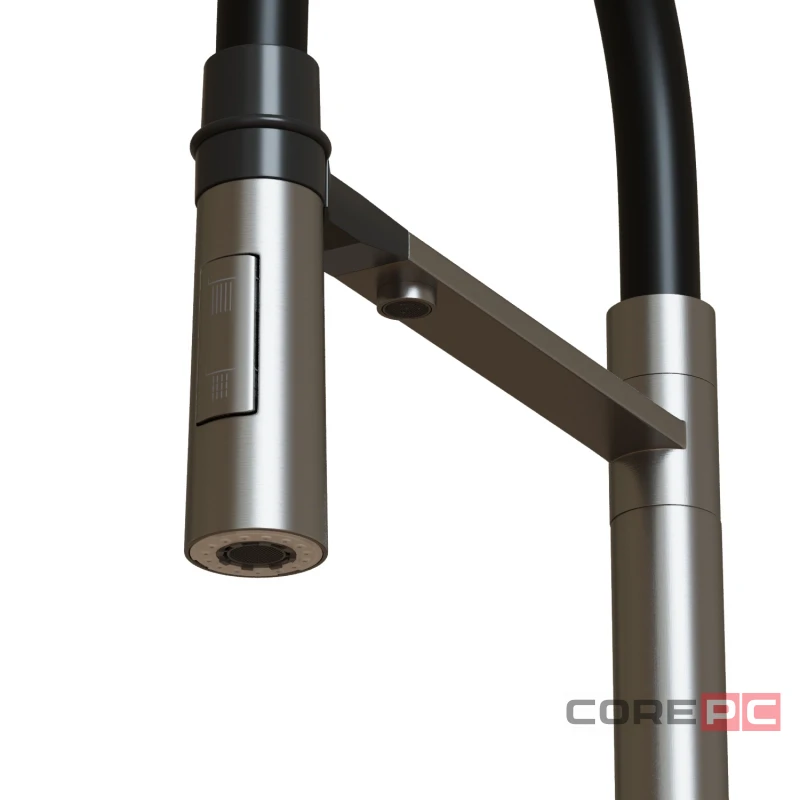 Смеситель для кухни MIXLINE МЛНС-0401/MLSS-0401 черный, рычажное управление, цвет сатин/черный