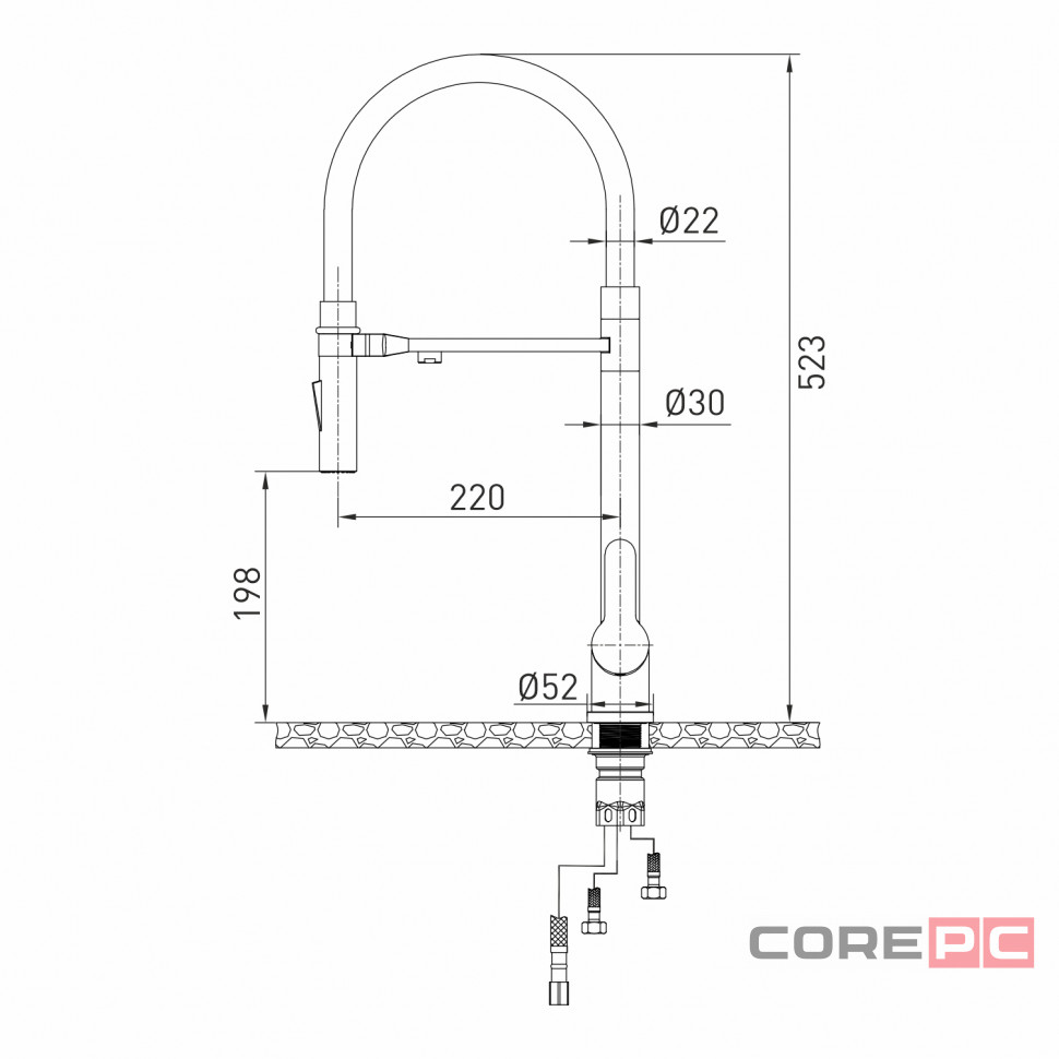 Смеситель для кухни MIXLINE МЛНС-0401/MLSS-0401 черный, рычажное управление, цвет сатин/черный