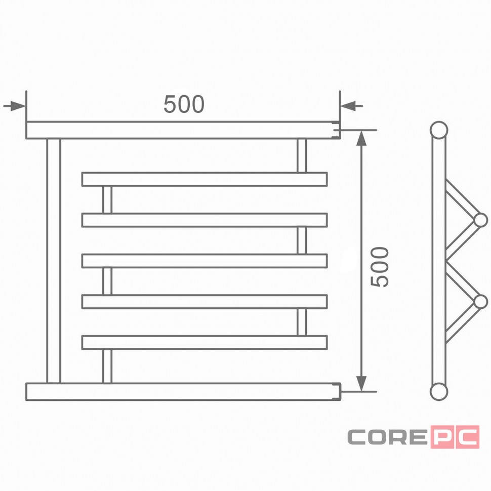 Водяной полотенцесушитель MIXLINE Серия СИМПЛ ПM3 ML-556334, нержавеющая сталь, пм-образная форма