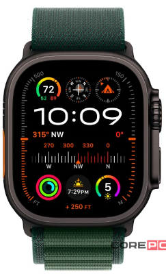 Apple Watch Ultra 2 (2024) 49mm Black Titanium Case with Dark Green Alpine Loop (L)