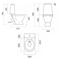 Унитаз компакт Sanita WC.CC/Lada/2-DM/WHT.G/S1 с сиденьем, микролифт, цвет белый