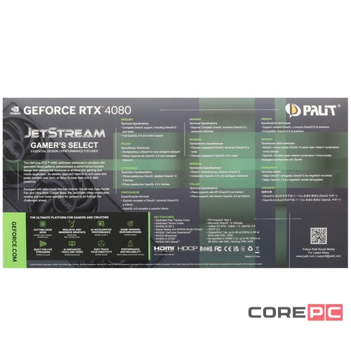 Видеокарта Palit (NED4080019T2-1032J) GeForce RTX 4080 16GB JETSTREAM