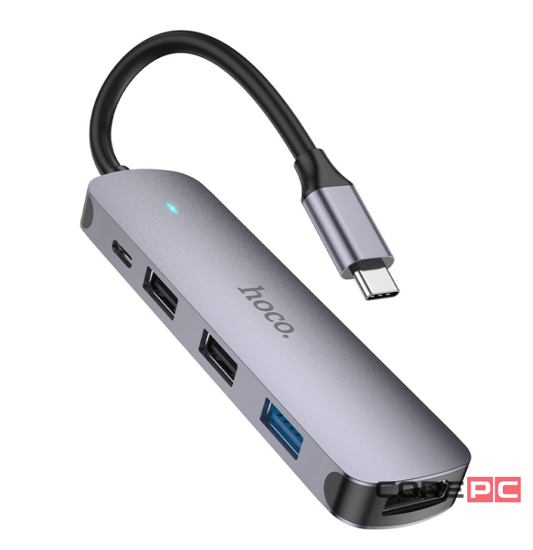 Кабель-переходник Hoco HB27 Type-C на HDMI/USB3.0/USB2.0/USB-C серый