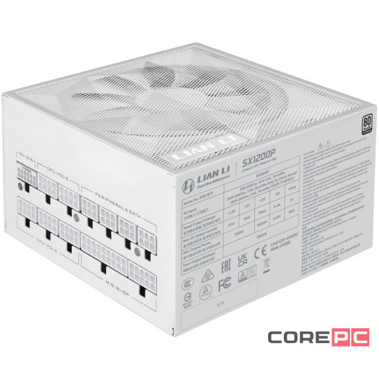 Блок питания Lian Li 1200W SX1200P White (G9P.SX1200P.W000.RU) 16 Pin (PCIe 5.1 Connector Cable Details)