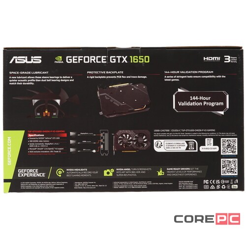 Видеокарта ASUS (TUF-GTX1650-O4GD6-P-V2-GAMING) GeForce GTX 1650 4GB V2 TUF GAMING OC 90YV0GX2-M0NA00