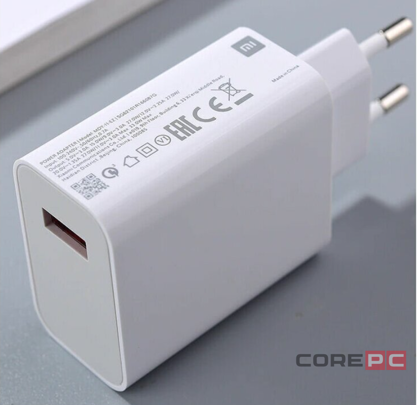 Сетевое зарядное устройство Xiaomi MI 1USB 33W с проводом Type-C (MDY-11-EZ) в упаковке белое