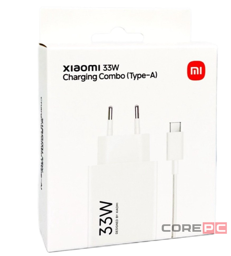 Сетевое зарядное устройство Xiaomi MI 1USB 33W с проводом Type-C (MDY-11-EZ) в упаковке белое