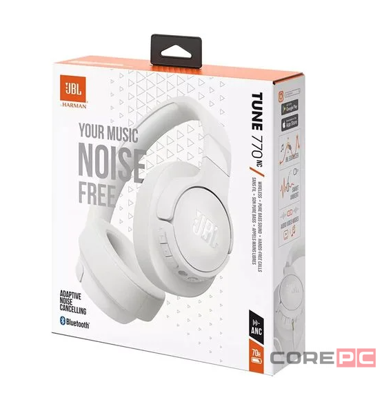 Стереонаушники Bluetooth Полноразмерные JBL T770NC BT5.3/690mAh/70ч белые