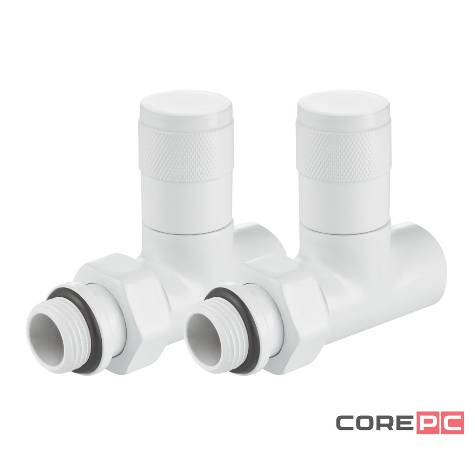 Набор дизайн-вентилей Royal Thermo PIANO, прямой (белый) 1/2quot;