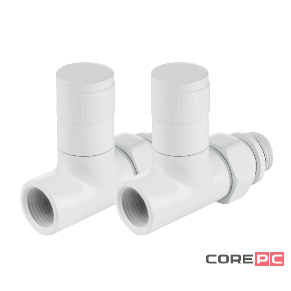 Набор дизайн-вентилей Royal Thermo PIANO, прямой (белый) 1/2quot;