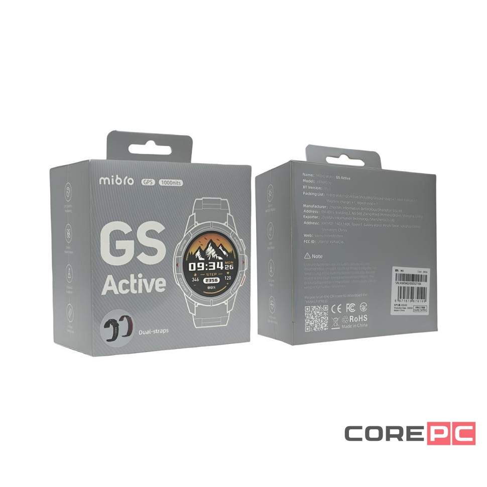 Умные часы Xiaomi Mibro GS Active (XPAW016) c русским языком + 2 ремешка белый