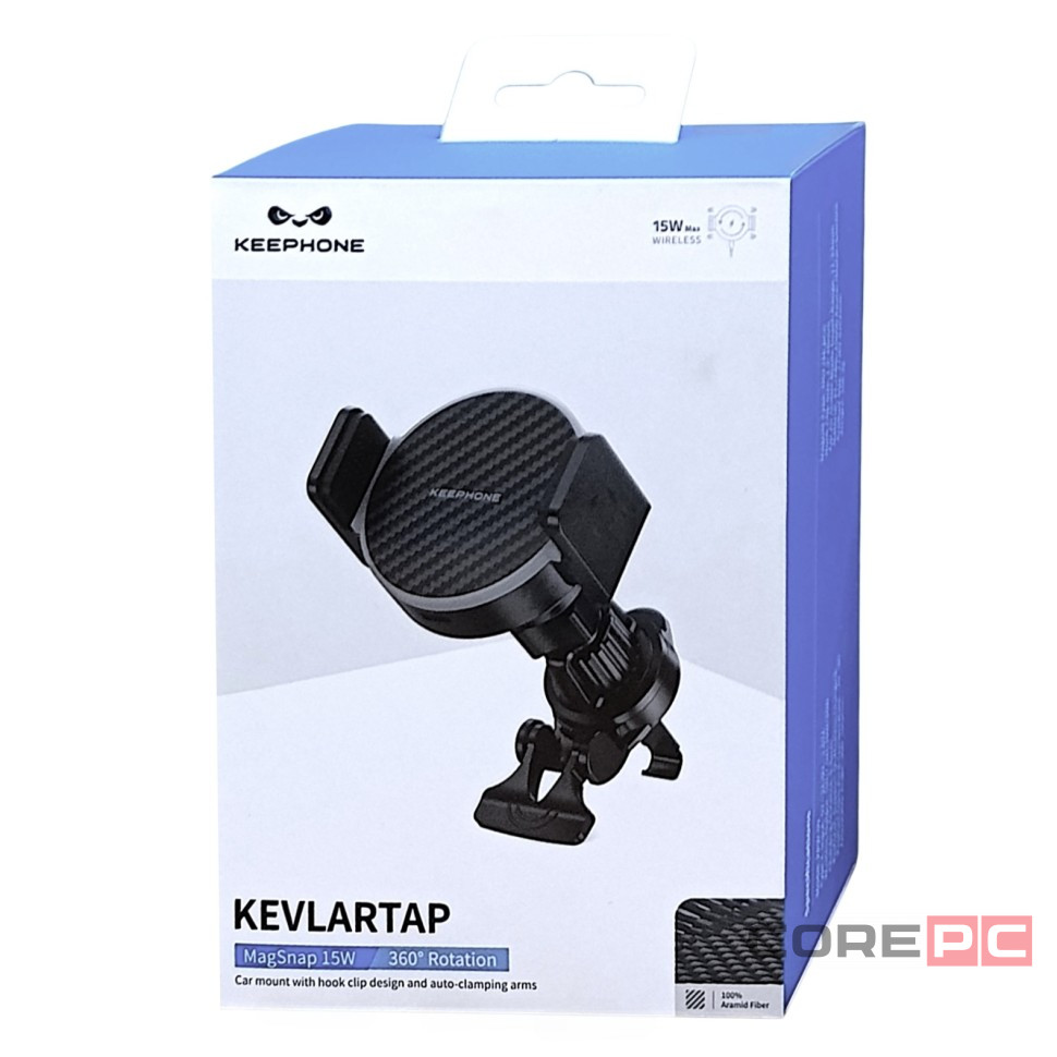 Держатель магнитный c Magsafe в воздуховод Keephone KEVLARTAP 15W черный
