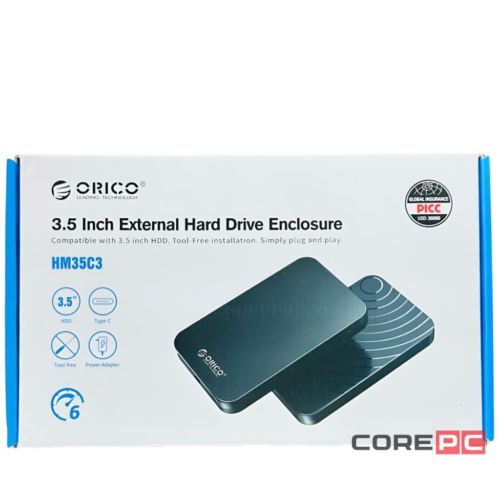 Внешний корпус для HDD/SSD 3.5 Orico HM35C3 USB-C черный